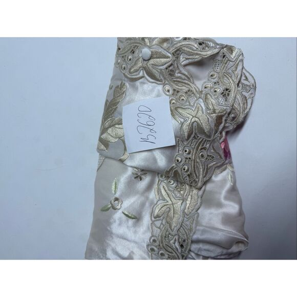 VTG Beautifulleaf Chinese Silk Embroidered Floral Top Blouse Button Up Sz XL - Picture 12 of 12